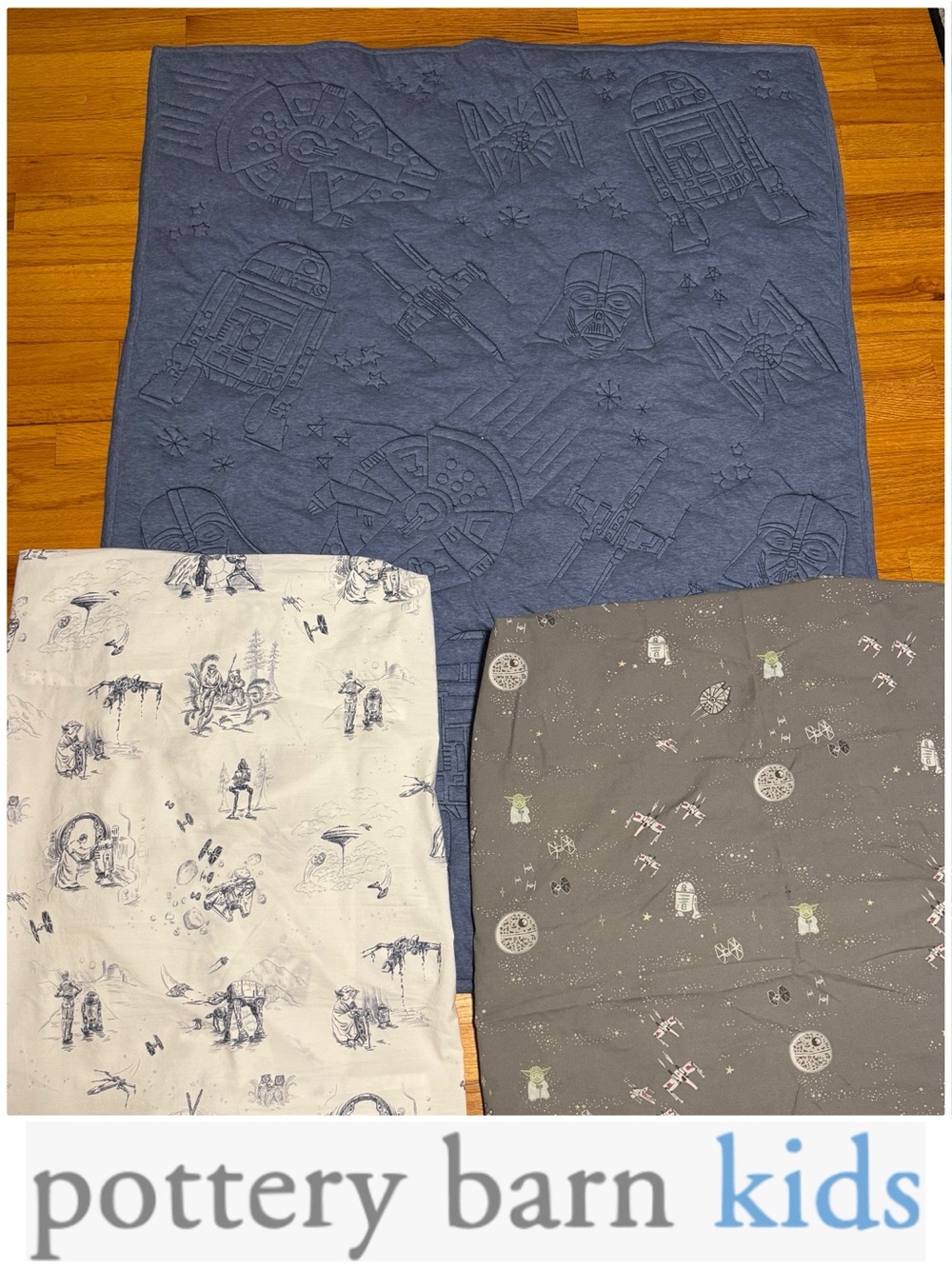 Pottery Barn Kids Star Wars Heritage Quilt & 2 PBK Star Wars Fitted Crib Sheets